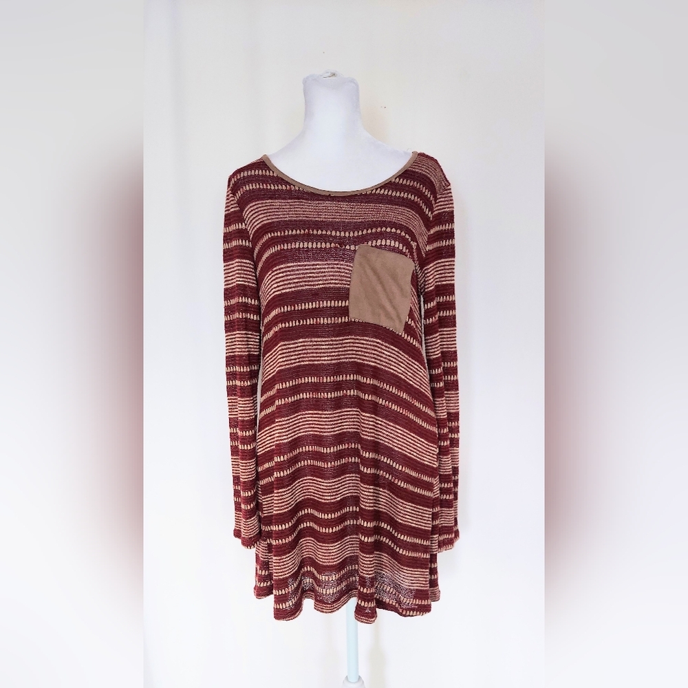 Mon Ami Long Sleeve Shirt Dress Size Medium NWT Pockets Stripes